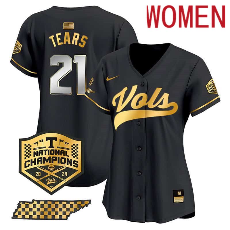 Women Tennessee Volunteers #21 Tears Black 2024 Nike Champions Vapor Premier Limited NCAA Jersey style 1